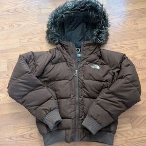 The North Face Brown Puffer Jacket with Fur Hood